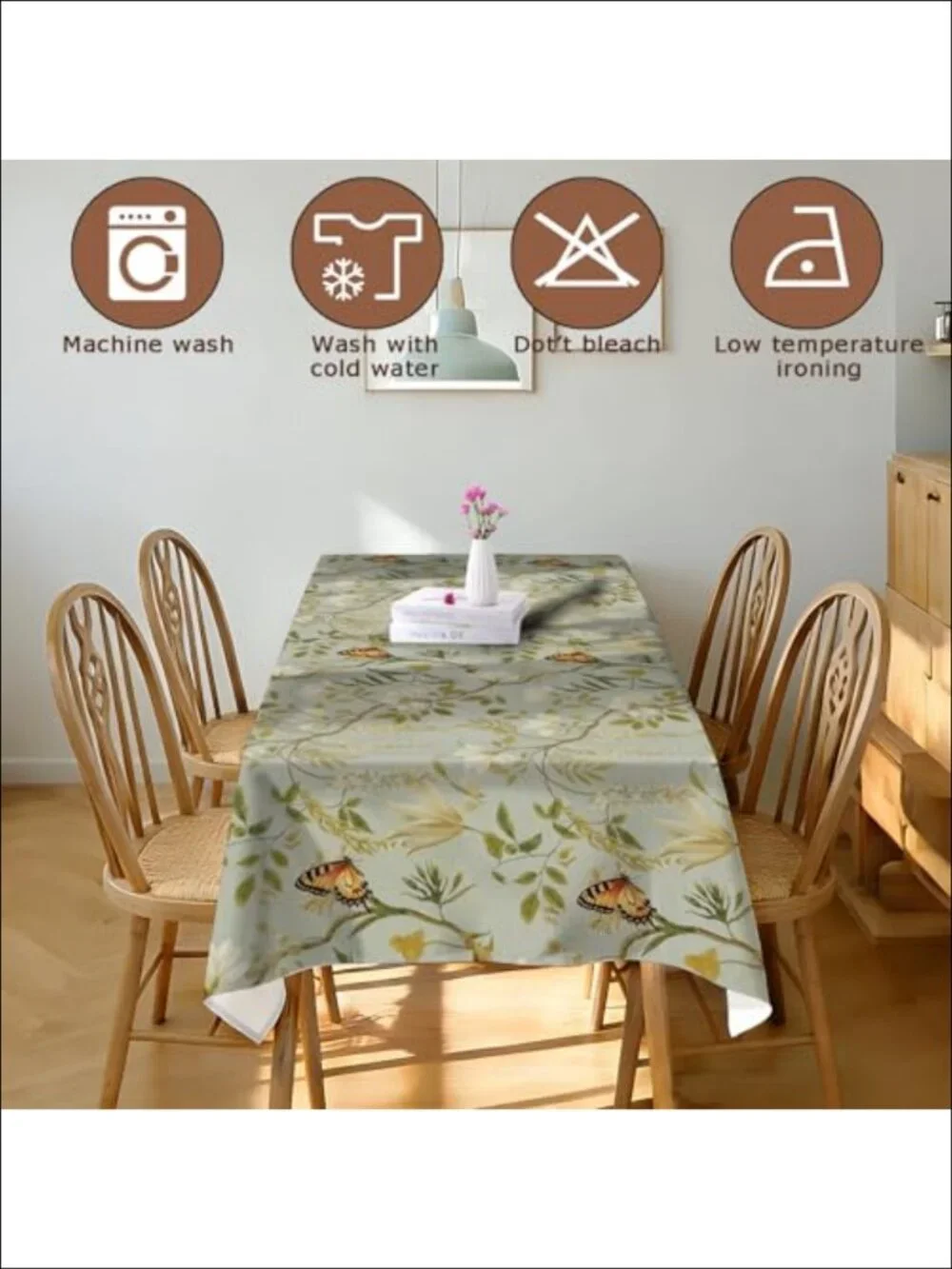 Waterproof Rectangular Tablecloth 84x60 Floral Polyester Nylon Dining